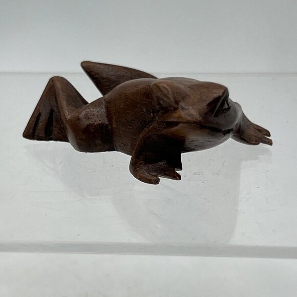 Vintage Wooden Frog Figurine, Hand Carved, Frog Collectibles, Frog Decor, Frog E - Picture 1 of 11